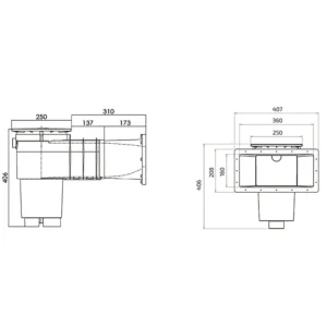 Bräddavlopp betongpool bred